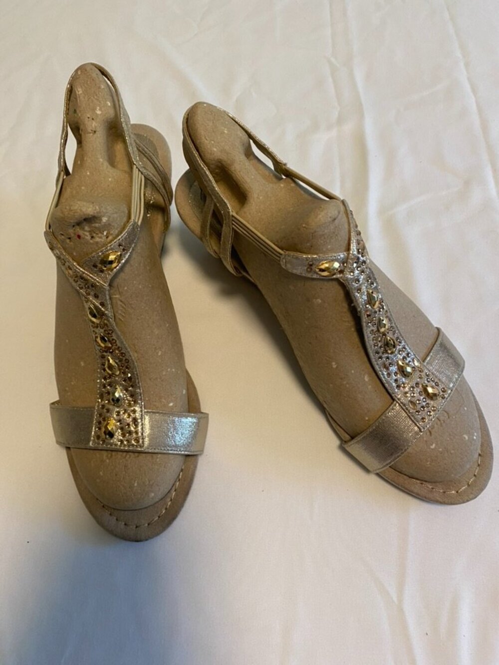 Silver and Gold Heeled Sandals, Size 10M